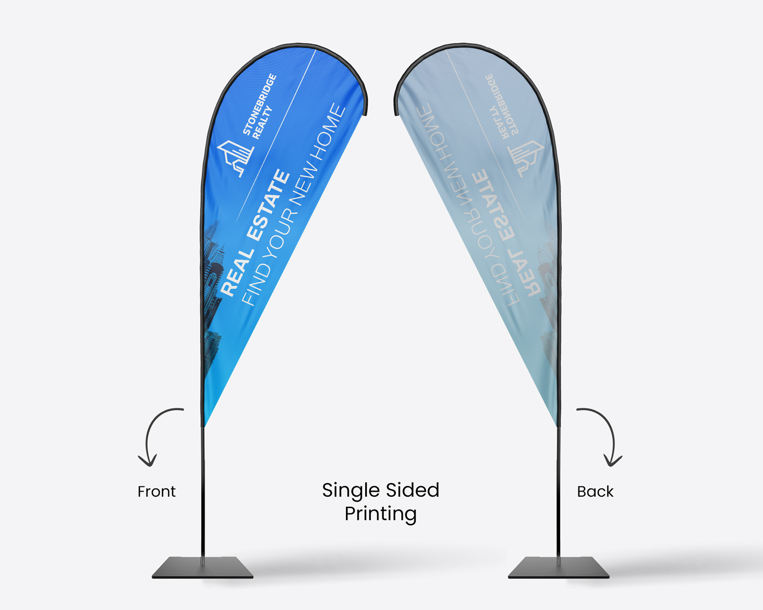 Single-Sided Printing Teardrop Flag single-sided-printing-teardrop-flag-front-back-side-view