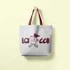 White non-woven tote bag with custom branding