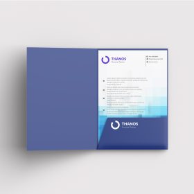 Custom printed presentation folder featuring personal training business branding and design