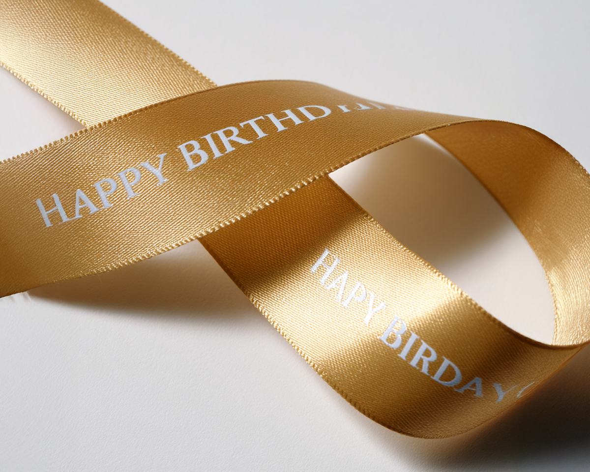 Custom printed satin ribbon for branding and packaging