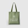 Green non-woven tote bag with custom branding