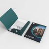 Custom printed presentation folder featuring construction and architecture business branding and design