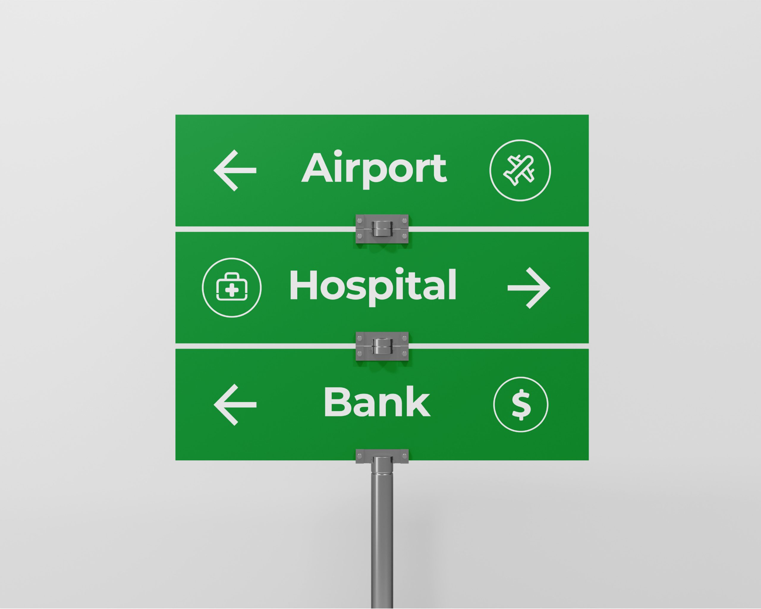 Directional wayfinding sign for public spaces