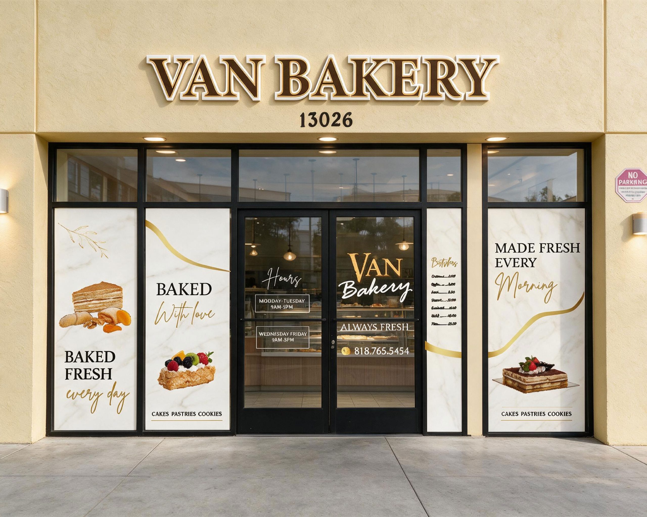 Storefront glass window sticker for bakery