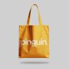 Yellow non-woven tote bag with custom branding