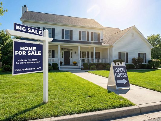 Custom real estate signage including yard sign and A-frame open house sign