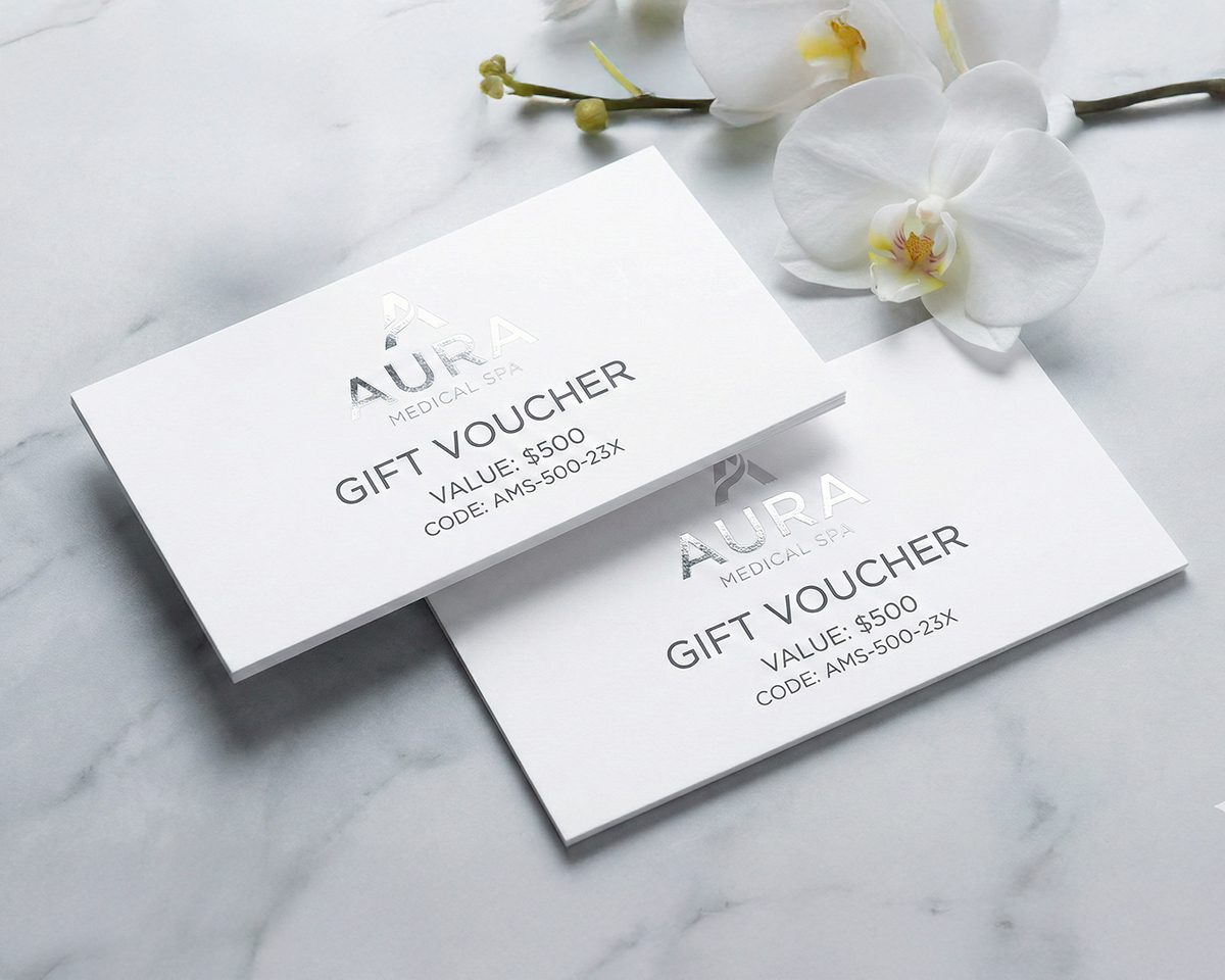 Voucher White Gift Card Glossy gift-voucher-white-paper-gift-card-glossy-material