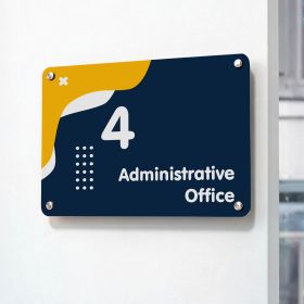 Metal wall plaque for an administrative office
