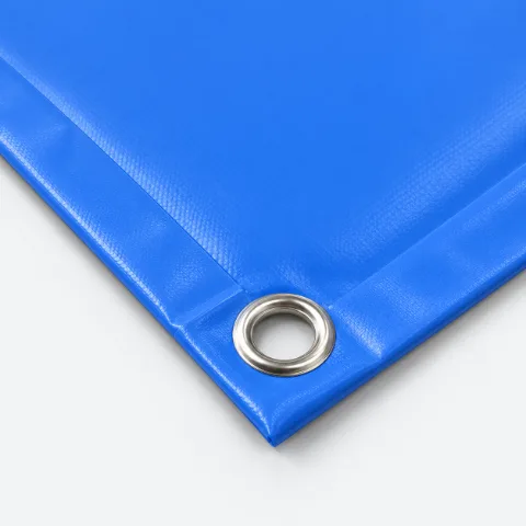 Banner corner with welded hem and a metal grommet