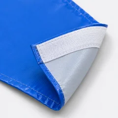 Banner corner folded back to show a Velcro strip