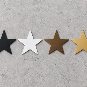 Laser cut metal sign powder coat color options black, white, bronze and gold